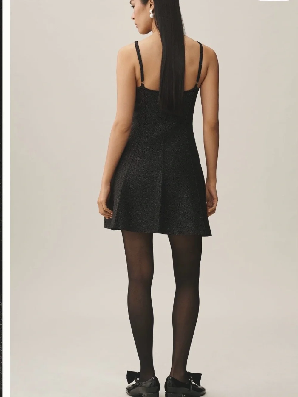 Anthropologie Black Shimmer Fit &Flare Mini Dress NWT SIZE large party cocktail - Picture 4 of 7
